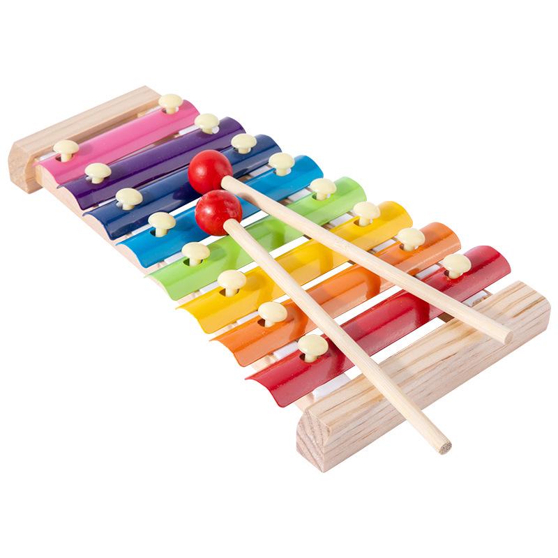 Colorful Wooden Children's Xylophone Toy - Eight-Note Hand Knocking Piano for Early Education