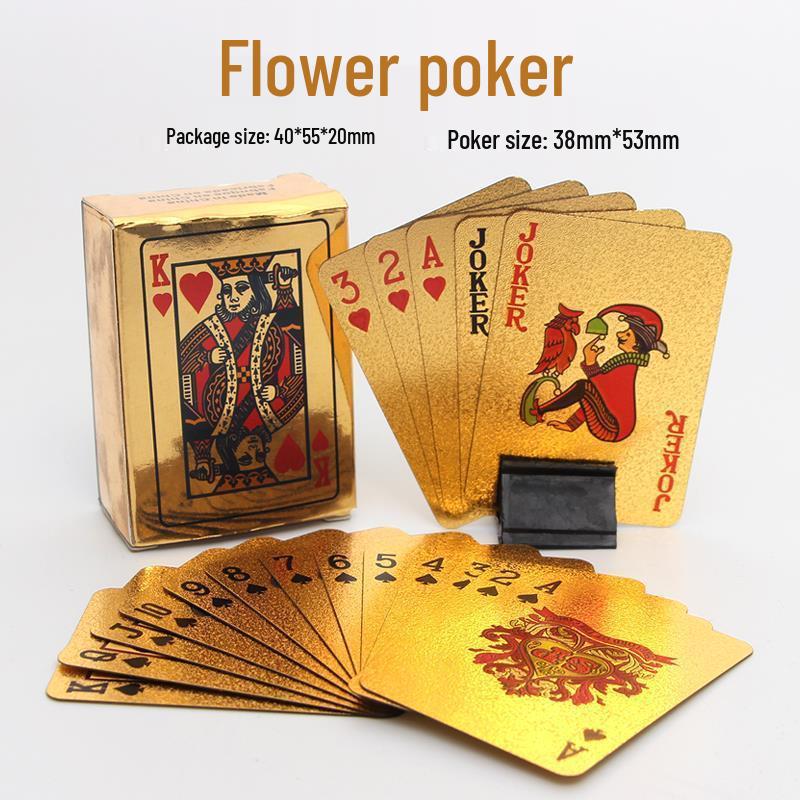 Goldene Mini Tyrant Wasserdichte PVC Spielkarten - Taschenpoker in Handflächengröße 3x5cm