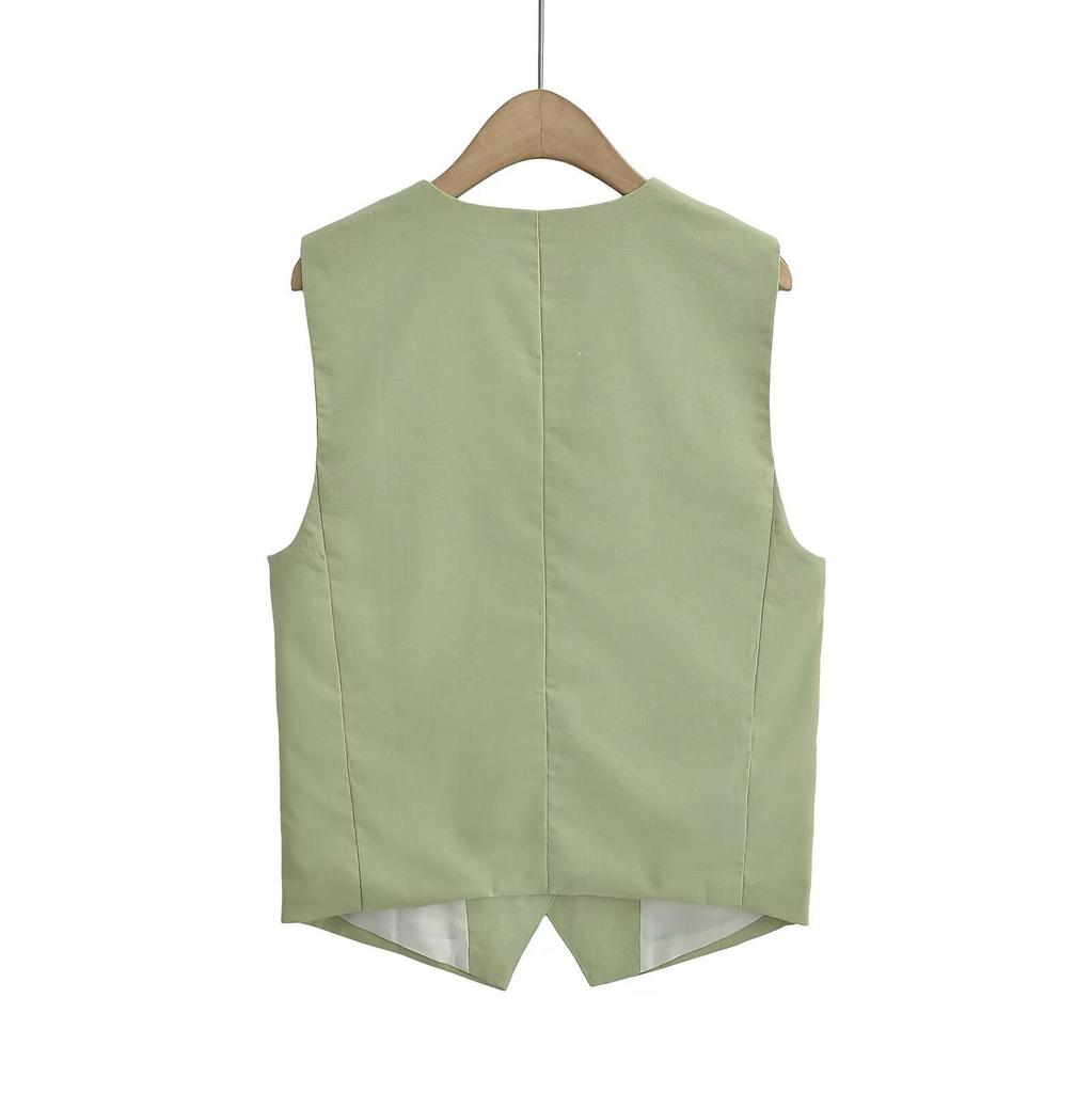 ZARZ Women's European & American Style Linen Vest and Casual Shorts Set