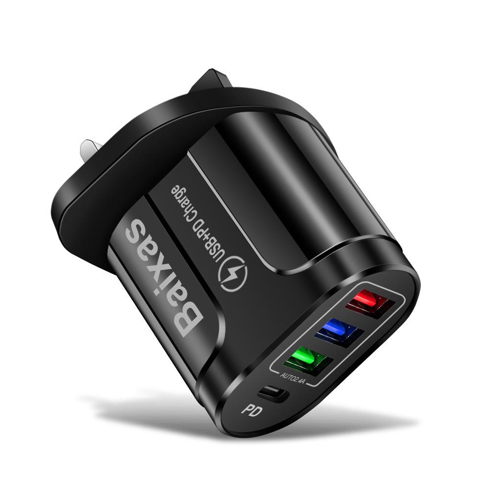 Multi-port Home & Travel Charger EU/UK 3 USB + Type-C 5V/2.4A