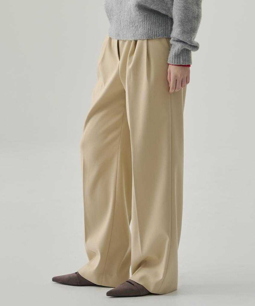 Deuloupisumeon Tosti Brushed Double-Pleat Wide Slacks [L.Beige]