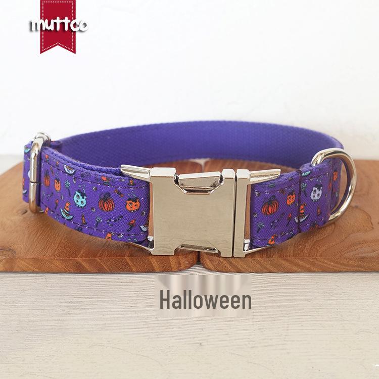 MUTTCO Fashion Safety Purple Halloween Dog Collar (UDC-091) Extra Large