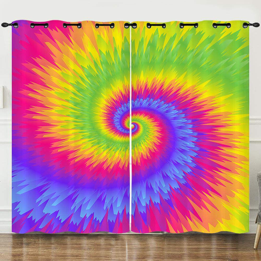 Curtains 3D Three-dimensional Pattern Curtains Nordic Wind Irregular Special-shaped Blackout Curtains Bedroom Free of Punching