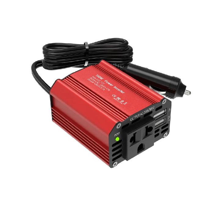 Peak power 300W, rated peak power 150W, car inverter, DC 12V to AC 220V, fast charging car charger красный