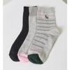 Gray Puppy Embroidery Cotton Blend Mid-calf Socks 3-Piece Set HISS3E300G2