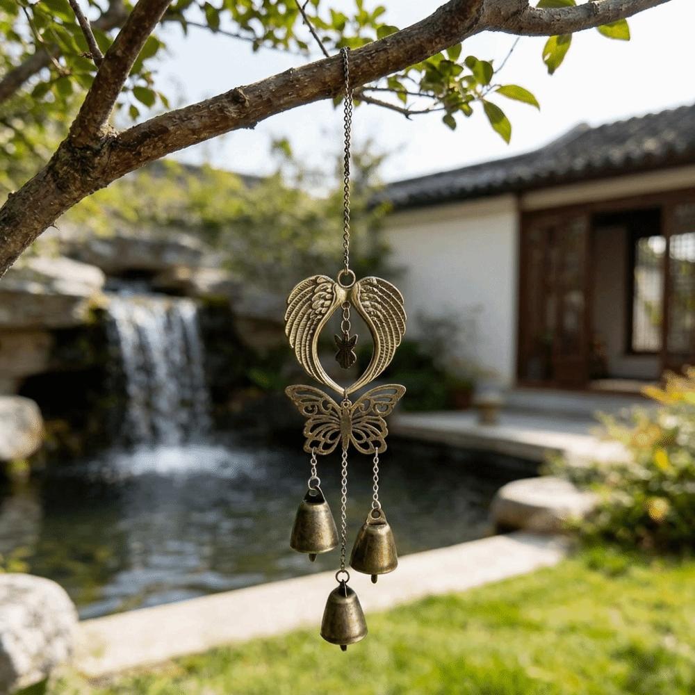 Angel Wings Metal Bell Chime Bohemian Style Vintage Wind Chime Door Hanging Outdoor Hanging