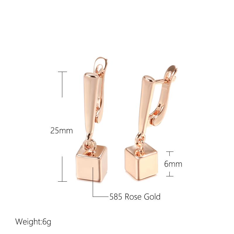 Fashion Glossy Dangle Earrings For Women Rose Gold Color Simple Square Pendant Accessories Daily Fine Jewelry