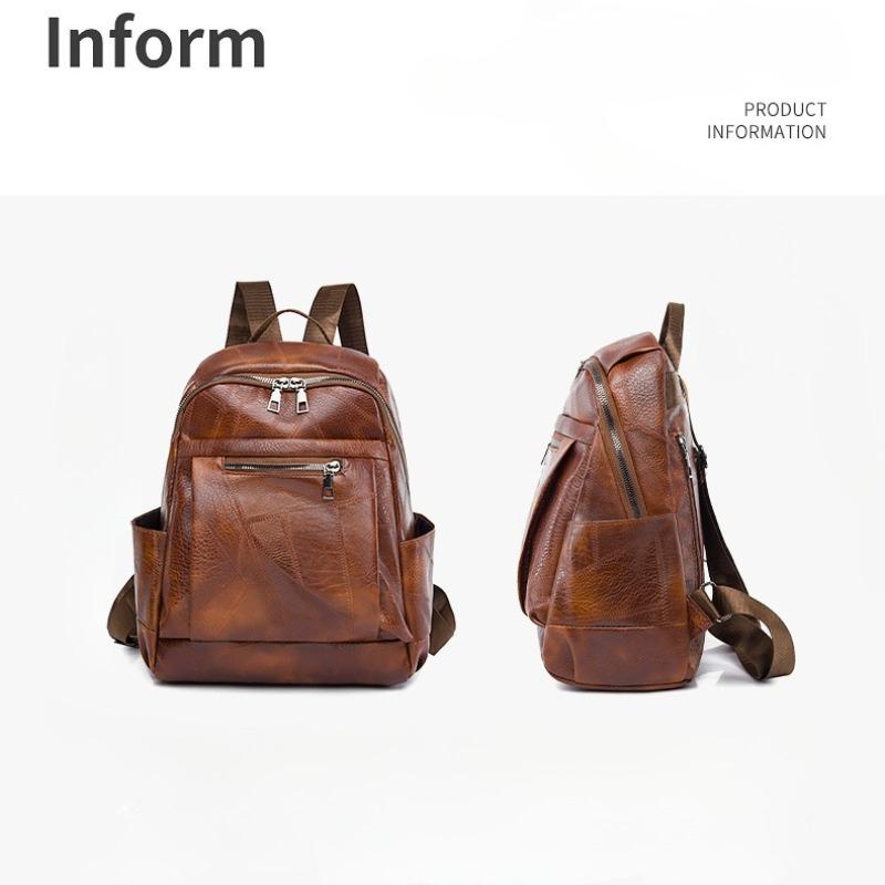 Travel Backpack for Women Large Capacity Retro Women's Soft Leather Backpack