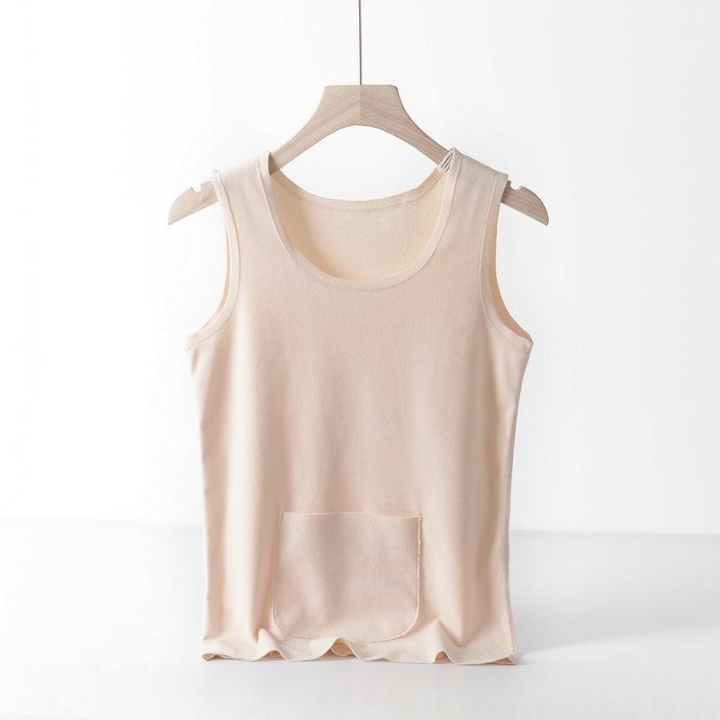 Women’s Double Pocket Warm Vest, Velvet Heating, Plus Thickened, Cold-Proof Inner Shirt for Autumn/Winter