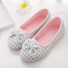 Cartoon Lattice Bow Slippers Home for Womens Indoor Bedroom House Lili Female Shoes Pink/Gray, Women Shoes