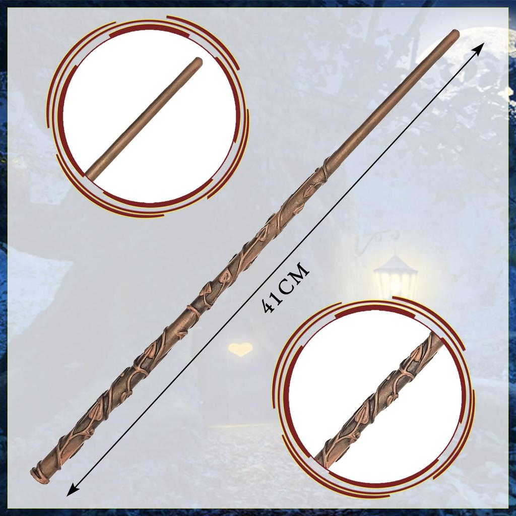 Meccol Hermione Wand Magic Wand Costume Magic Harry Potter Wand with Steel Includes and Storage Case Set, Accessory, Prop, Built-in Core,