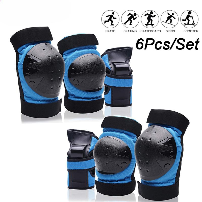 6-teiliges Schutzausrüstungsset für Erwachsene und Jugendliche, Knieschützer, Ellenbogenschützer, Handgelenkschützer für Skateboarding, Radfahren, Fahrrad, BMX, Fahrrad, Scootering