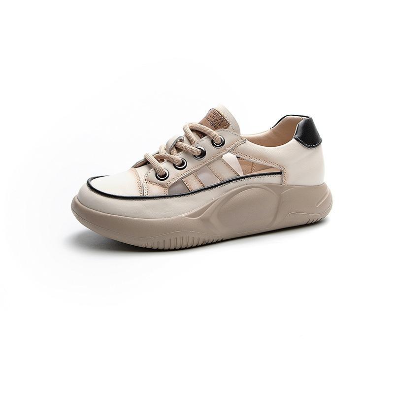 

Туфли на толстой подошве в стиле ретро, женские кожаные туфли, повседневные сандалии 40 бежевый