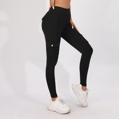 Leggings de Yoga Transfronterizos Transpirables Levanta Caderas con Bolsillo con Botón.