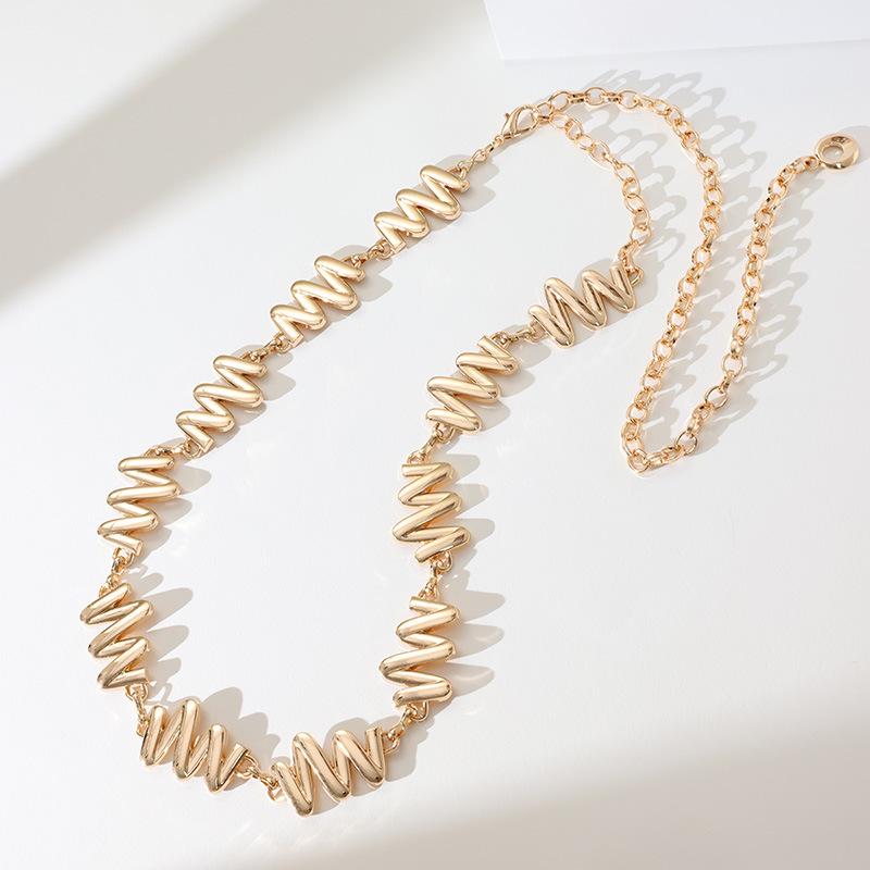 New Lady Wave High Quality Glossy Geometric Metal Fashionable Texture Color Resistant Exquisite Waist Chain