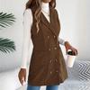 Women's Fashionable Solid Color Sleeveless Button Pocket Vest Jacket