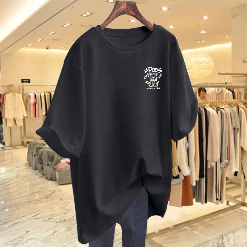 New Cotton Loose Top T-shirt Women's White Large Version Short-sleeved Summer Large Size Bottoming Shirt