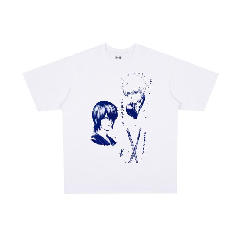 

GINTAMA Tshirt Sakata Gintoki Print Fashion Loose T Shirt Harajuku Cartoon Trend Unisex Women Summer Cotton Short Sleeve Tee Tops S