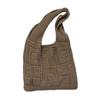 Women Shoulder Bag Wide Straps Large Capacity Solid Color Handbag Commuting Style Decorative Knitting Shoulder Bag