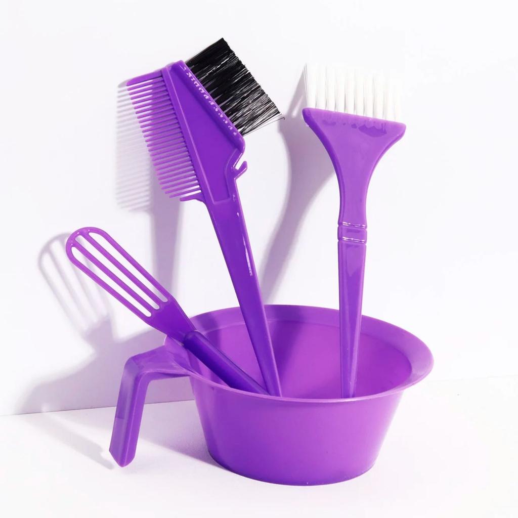 4pcs hair dye tool set, brushes, stirrers, and mixing bowls, hair design color matching accessories,Special for real hair wigs