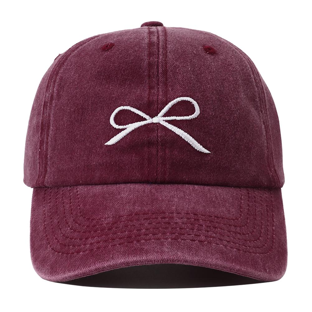 New Designer Korean Style Bowknot Embroidered Baseball Cap Snapback Hat Women Men Vintage Outdoor Streetwear Dad Hats Bone