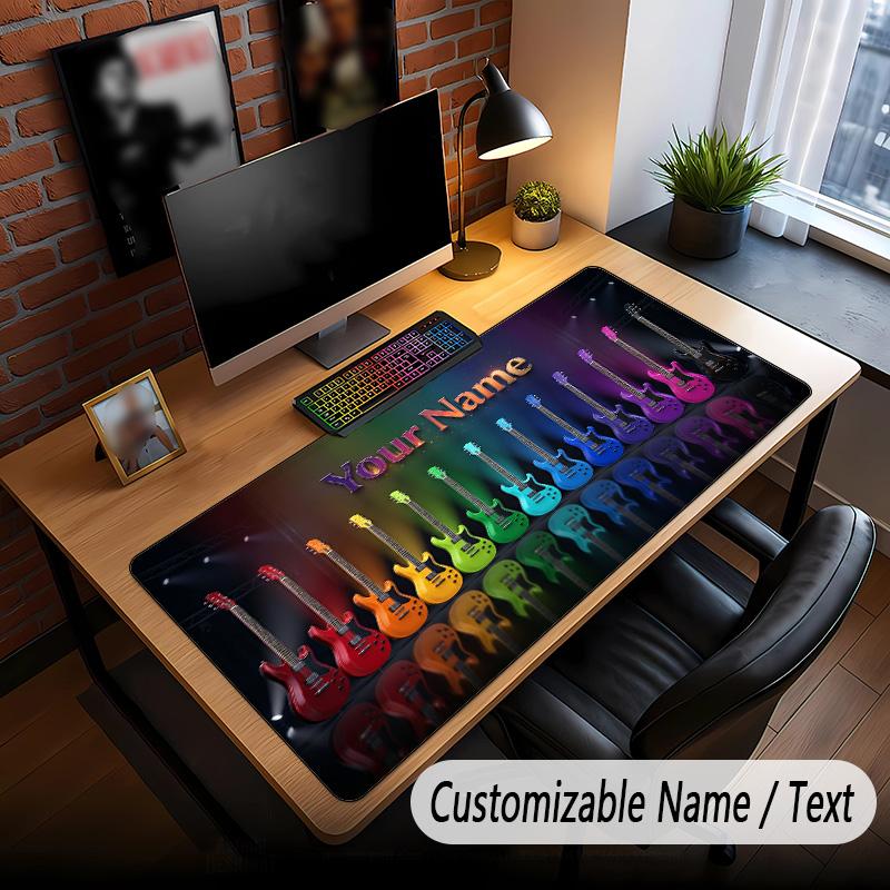 Music Guitar Theme Custom Mouse Pad Personalized With Name Text Customized Desk Mat For Office Home Decor