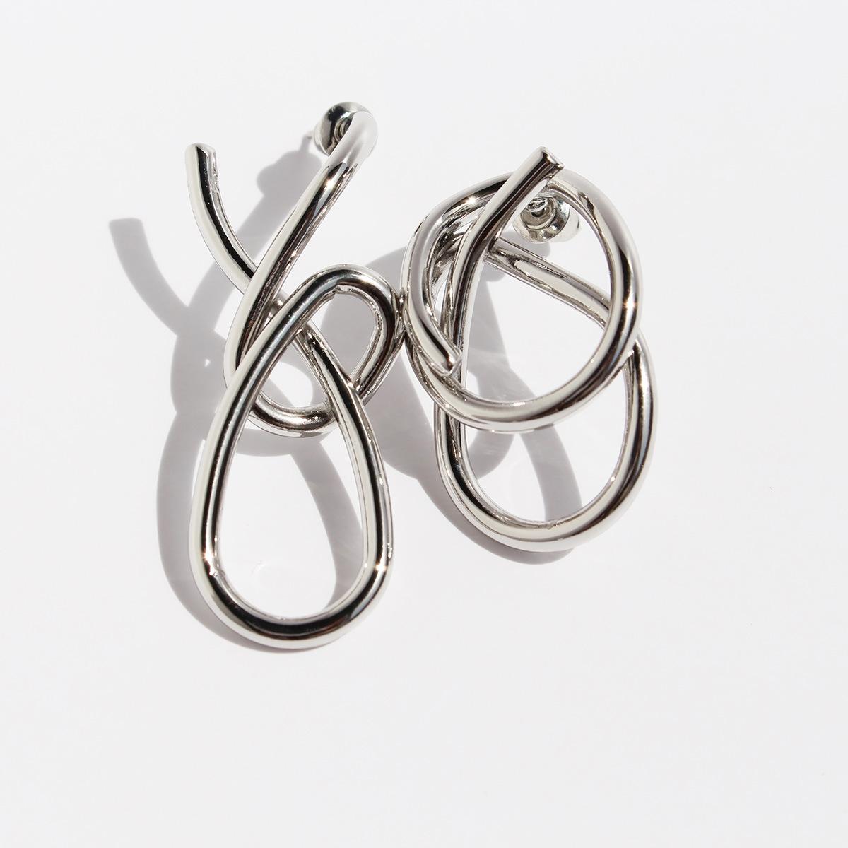 

Оригинальные серьги-гвоздики ручной работы Art Line, геометрическая асимметрия, преувеличенные серьги, серьги Wish937 белого золота