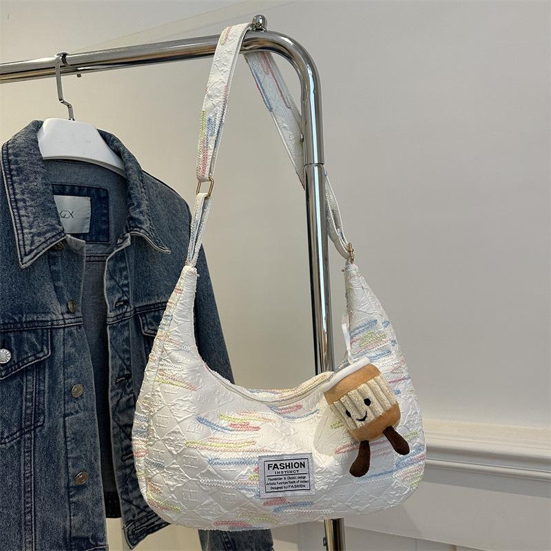 Fashionable Pendant Rainbow Stripes Personalized Large Capacity New Trendy and Fashionable Commuter One-shoulder Crossbody Dumpling Bag