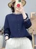 Women's Long Sleeve Stand Collar Embroidered Cotton Gauze Shirt - Ethnic Style, New Chinese Trend