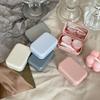 Portable Contact Lens Case Mirror Tweezers Suction Stick Macaron Color Mini Square Eye Care Storage Box Travel Container Holder