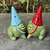 Handmade Frog Sculpture Miniature Figurine, Little Statue with A Party Hat, Decorative Resin Ornament for Outdoor Garden Courtyard Whimsical Decor