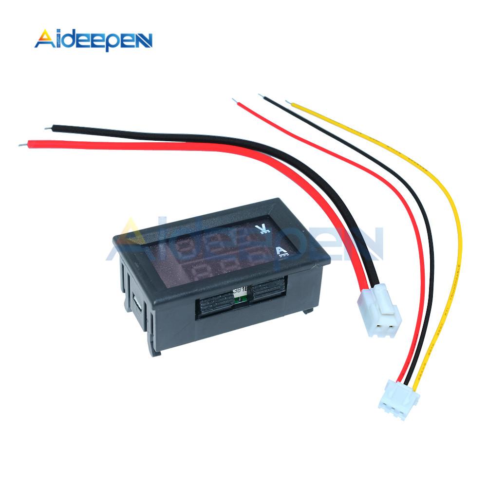 0.28" Mini Digital Voltmeter Ammeter DC 100V 10A 50A 100A Panel Amp Volt Voltage Current Meter Tester Dual LED Display 3 Bit