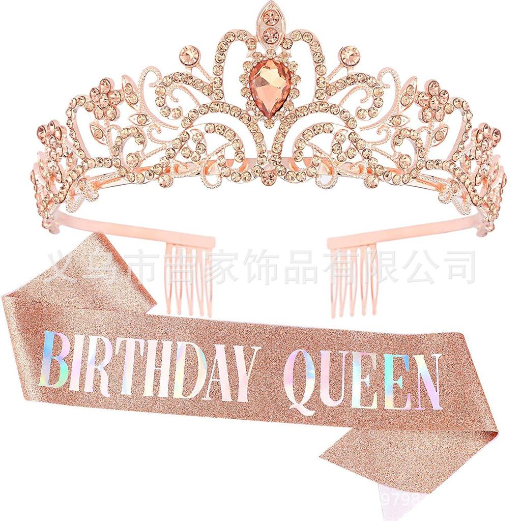 1/2set Birthday Shoulder Strap Crown Dress Up Set Birthday Queen/Girl Set Ceremony Shoulder Strap Party Decoration Supplies