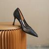 Fashion 2025 New Style Sparkling Mesh High Heels Women's Pointed Shallow Mouth Fine Single order Shoes Versatile Wedding Shoes