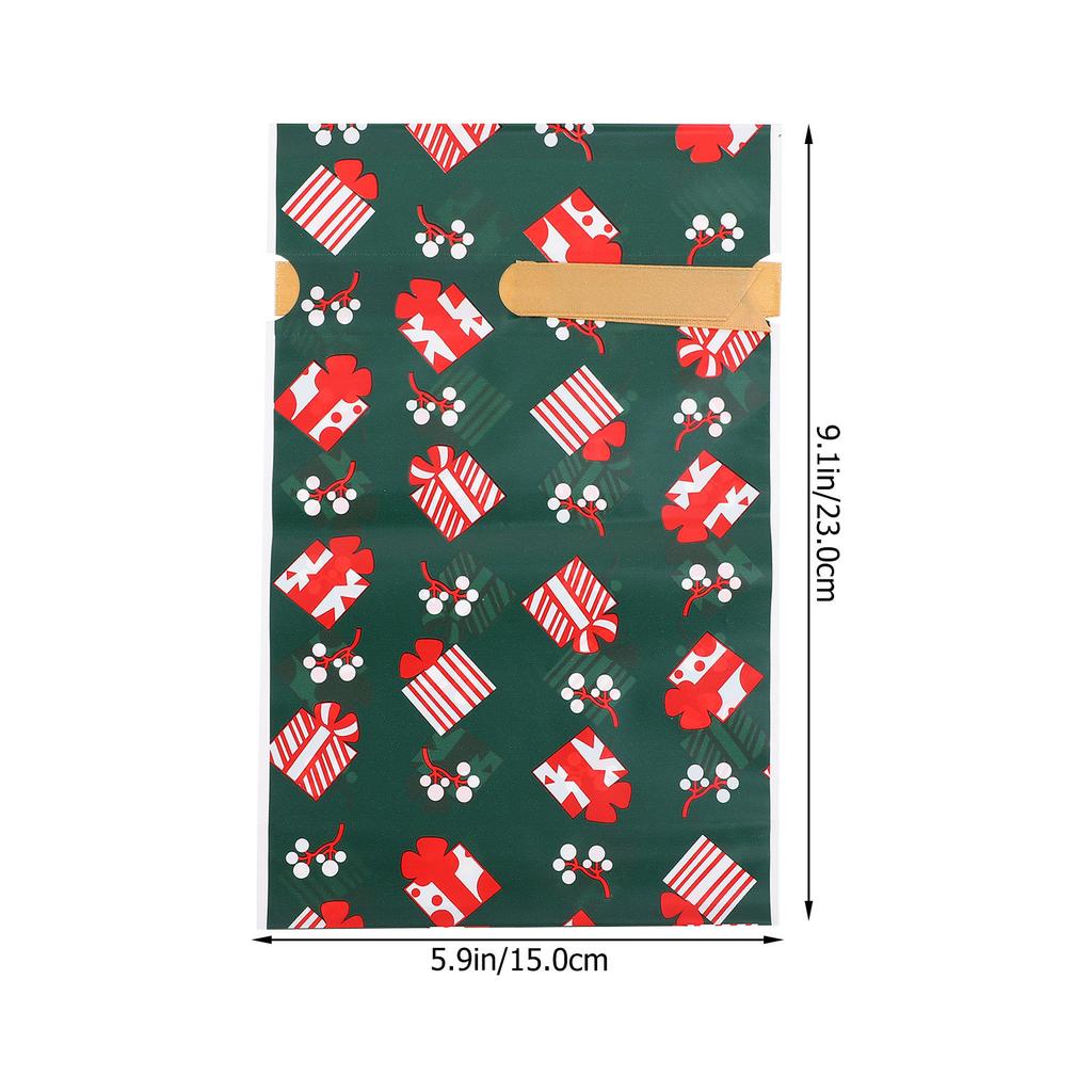 10Pcs Xmas Drawstring Gift Bags Christmas Candy Pouches Bright Festive Colors Wear Resistant Pe Material Easy Seal Party Favor