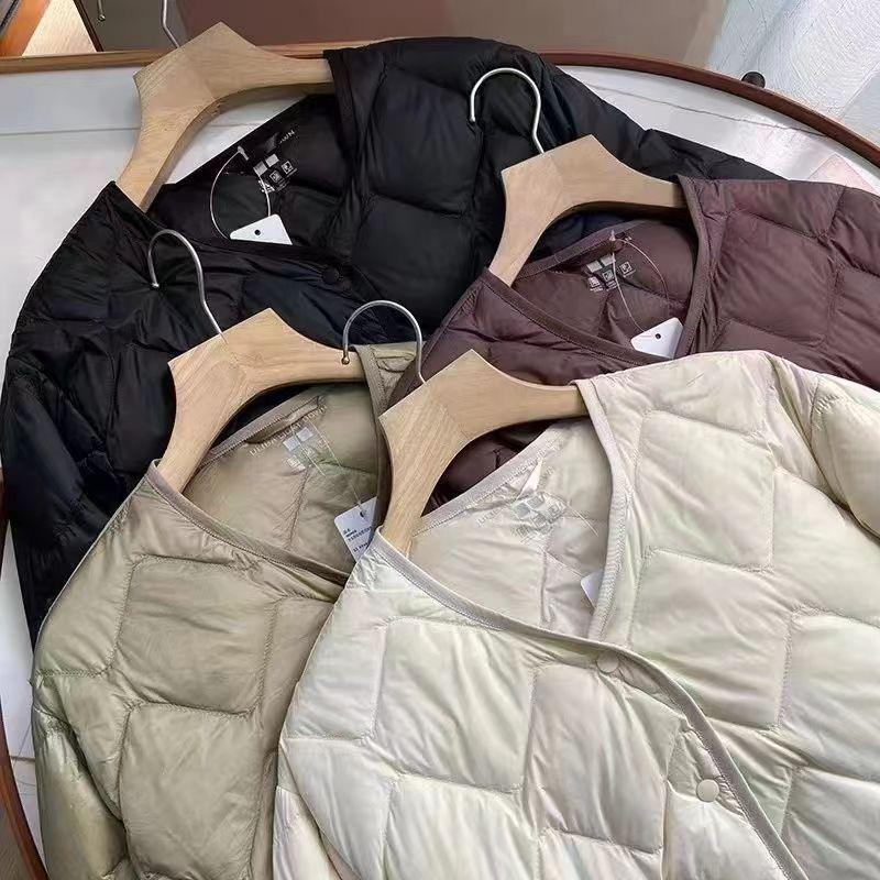 2023 Slim V-Ausschnitt Weißenten-Daunenjacke - Kurz, Warm, Übergröße Freizeitmantel