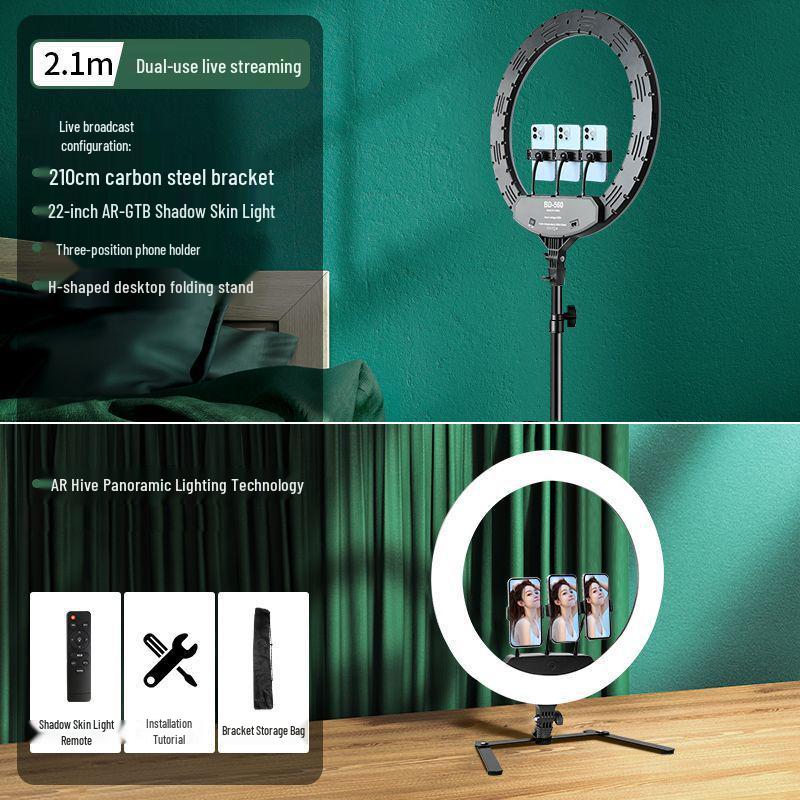 22-inch Mobile Phone Stand with Fill Light for Live Streaming & Photography