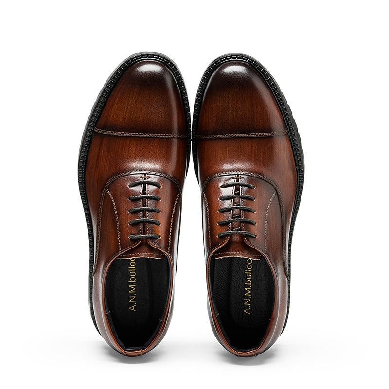 Leather shoes men's formal thick-soled three-joint Oxford shoes cowhide heightening men's shoes