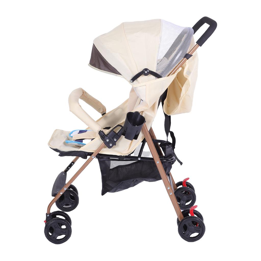 Passeggino Leggero Pieghevole Assorbimento degli Urti Alto Paesaggio Passeggino per Bambini con Schienale Regolabile Tettuccio
