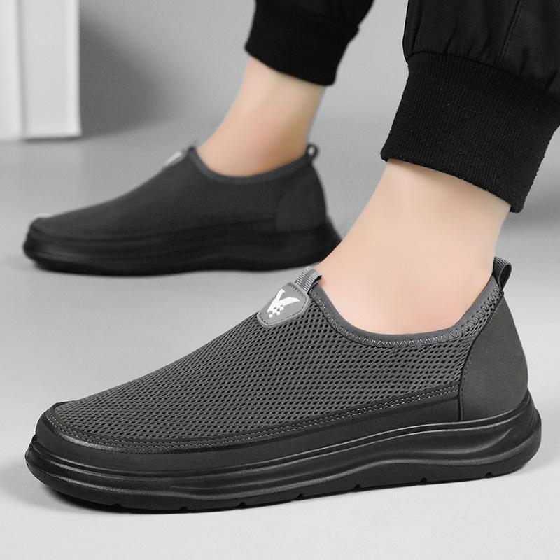 Shoes Men's Mesh Hollow Breathable Non-smelly Feet Dad Shoes Polyurethane Lightweight Soft Sole One Pedal Dad Shoes