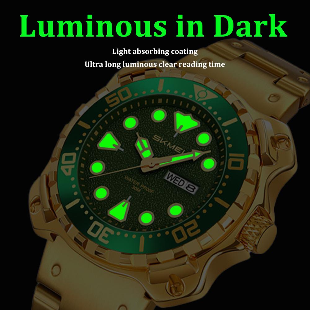 Fashion Man Watch Simple Stainless Steel Band Clock Luminous Waterproof Auto Calendar Quartz Watches for Men