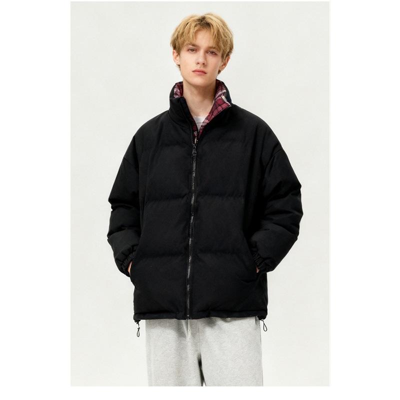 Winter Women's Fashionable Casual Stand Up Collar Plaid Warm Cotton Jacket