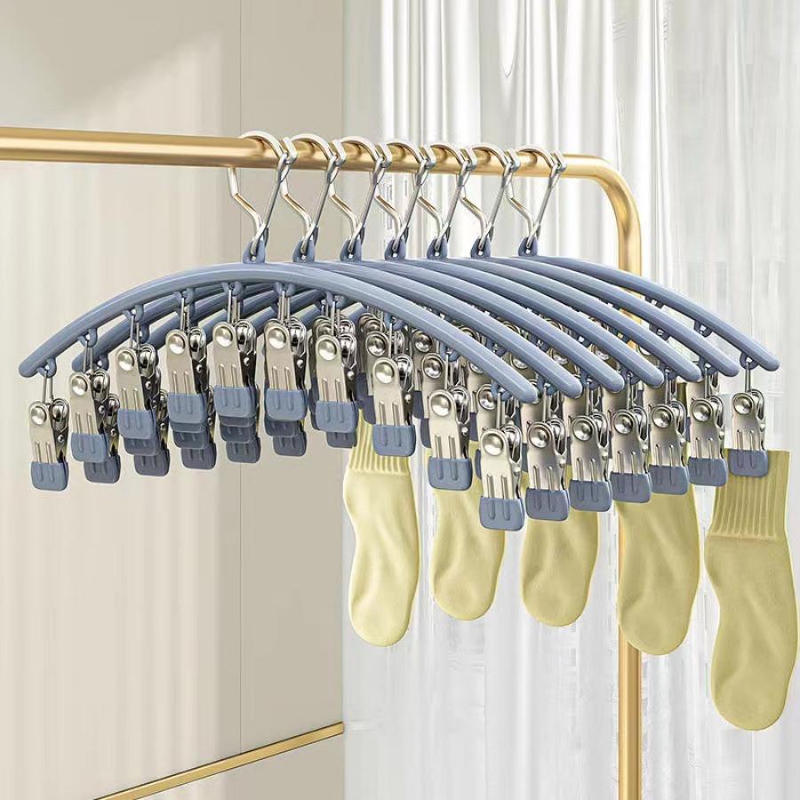 Closet Storage Hanger with 10 ClipsHangs LeggingsBlack HangerSpace-Saving Hanging Closet Organizer