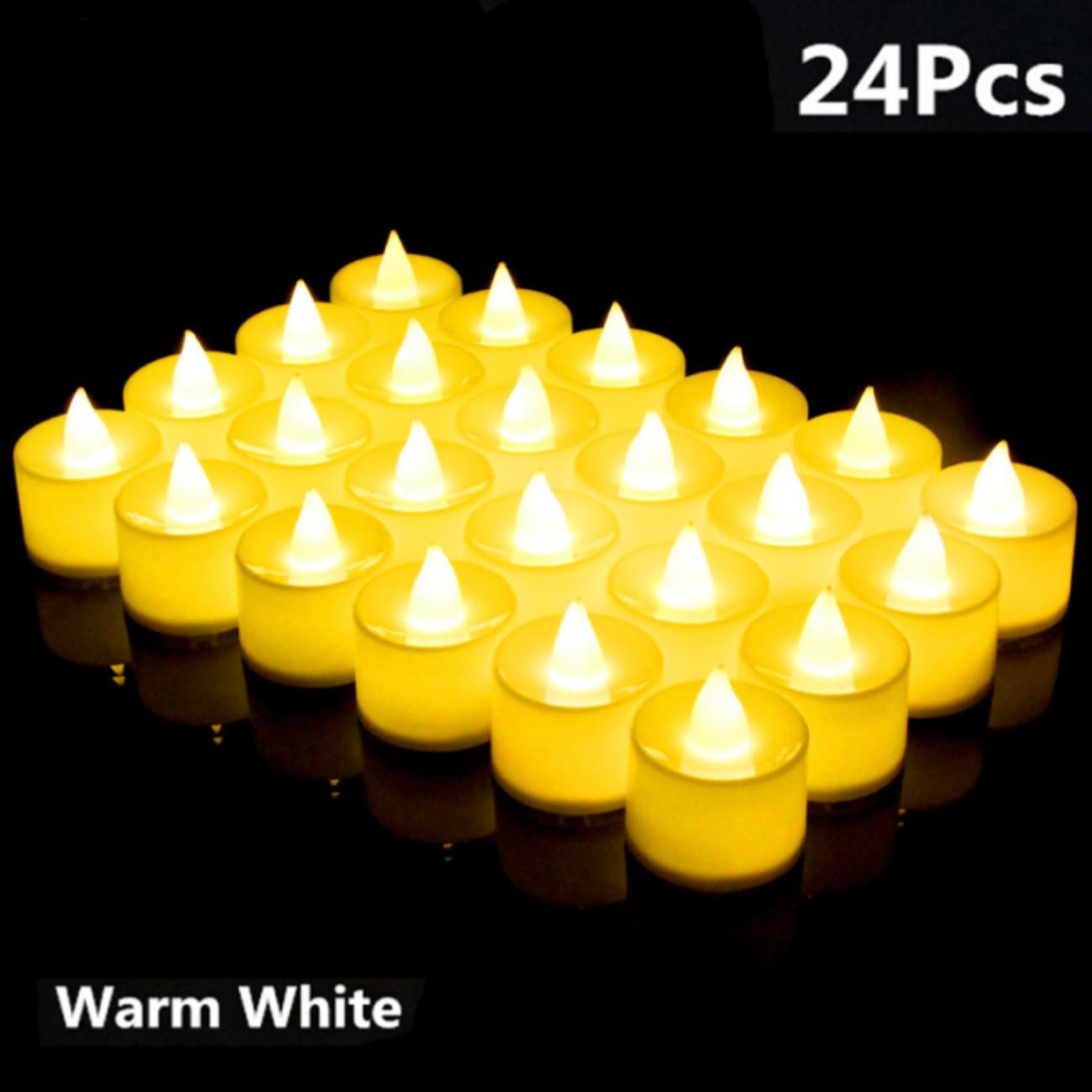 

24 48PCS Flameless LED Candles Heart Shaped Battery Powered Tealights For Christmas Wedding Party Home Decoration