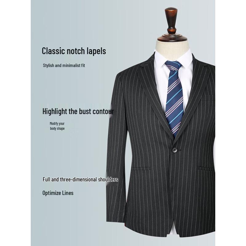 TRIES Men s Blended Striped Business Suit Jacket 2XL