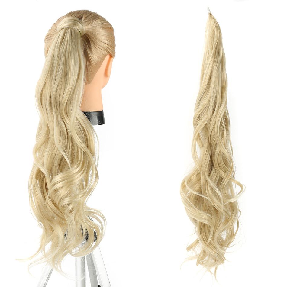 Synthetic Ponytail Extensions False Hair Tail for Women Flextail 26inch Length Blonde Ponytail Hairpieces For Women Daily Use