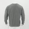 Men's Autumn and Winter Heavy Jacquard Checkerboard Checkerboard T-shirt Men's T-shirt Round Neck Casual Bottoming Shirt Knitted Long-sleeved T-shirt