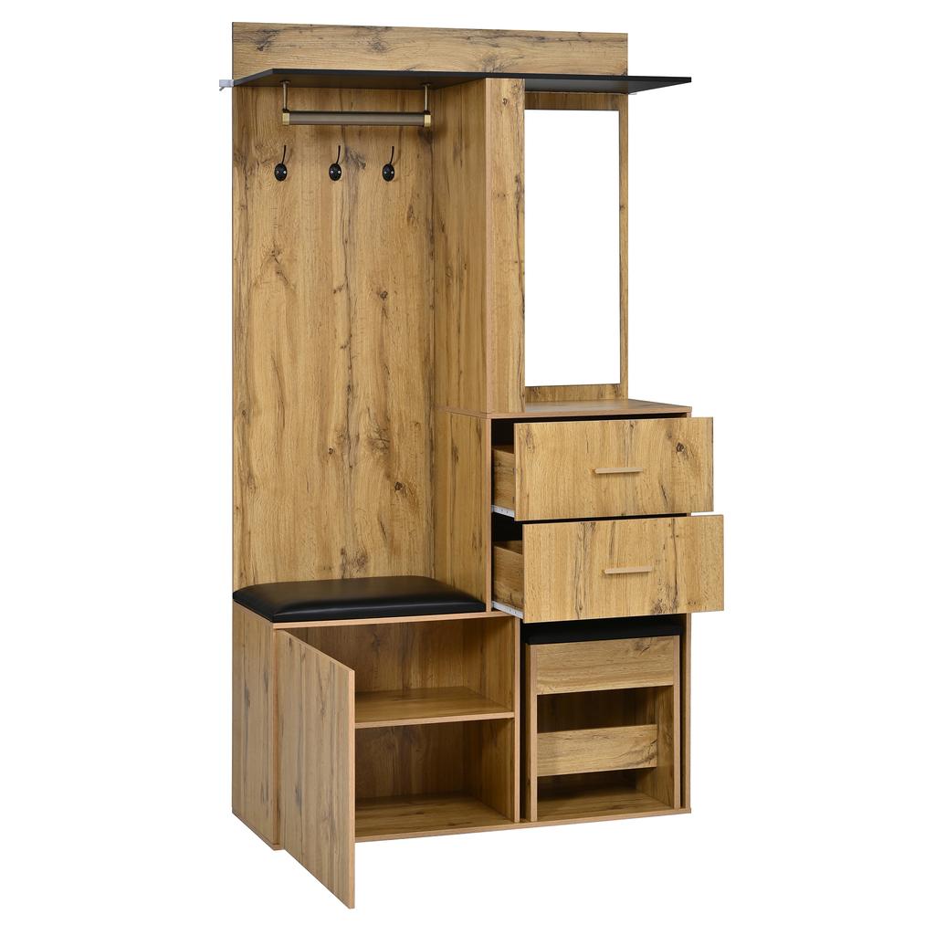 Wardrobe Cabinet Wardrobe Hallway Cabinet Shoe Cabinet Vanity Table MDF APP LED Light Mirror Aluminium Handle