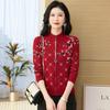 Women's Autumn Spring Jacket Stand Collar Cropped Top Knitted Cardigan Jacquard Loose