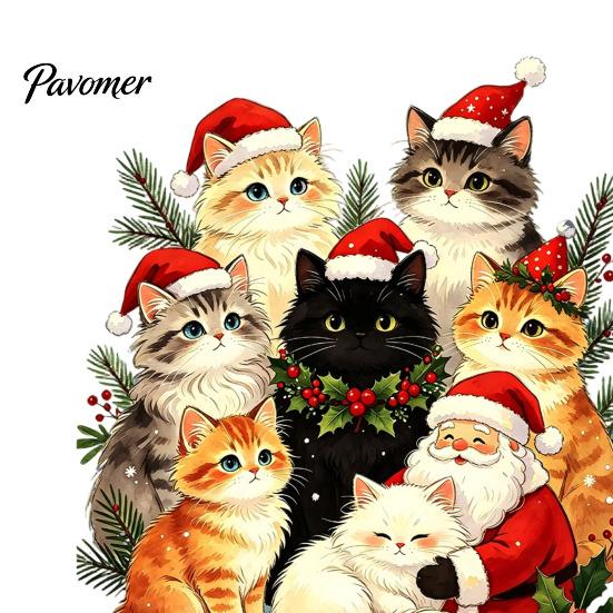 Waterproof Window Film Cat Christmas Static Cling Decal, PVC Festive Sticker, Easy Apply Decals Decorative for Home Living Room Storefront Display